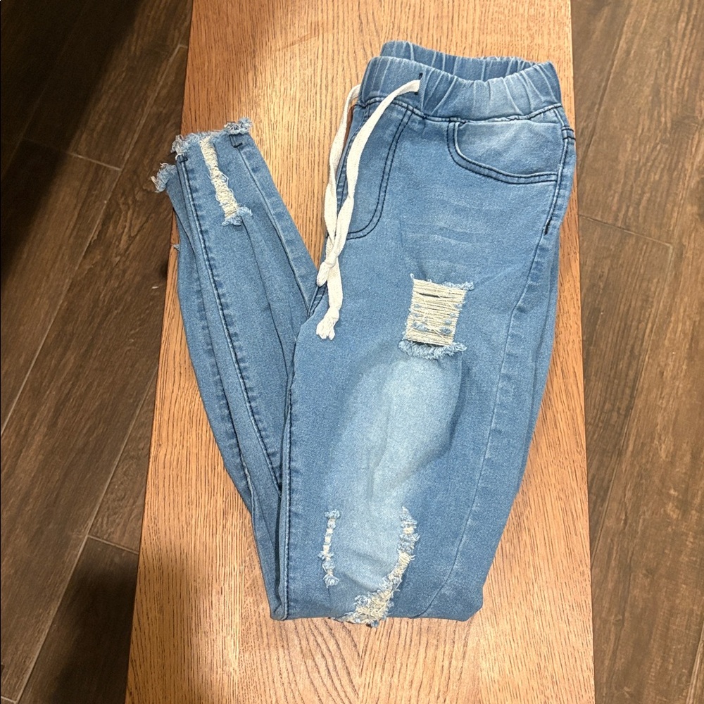 Distressed Blue Jeans